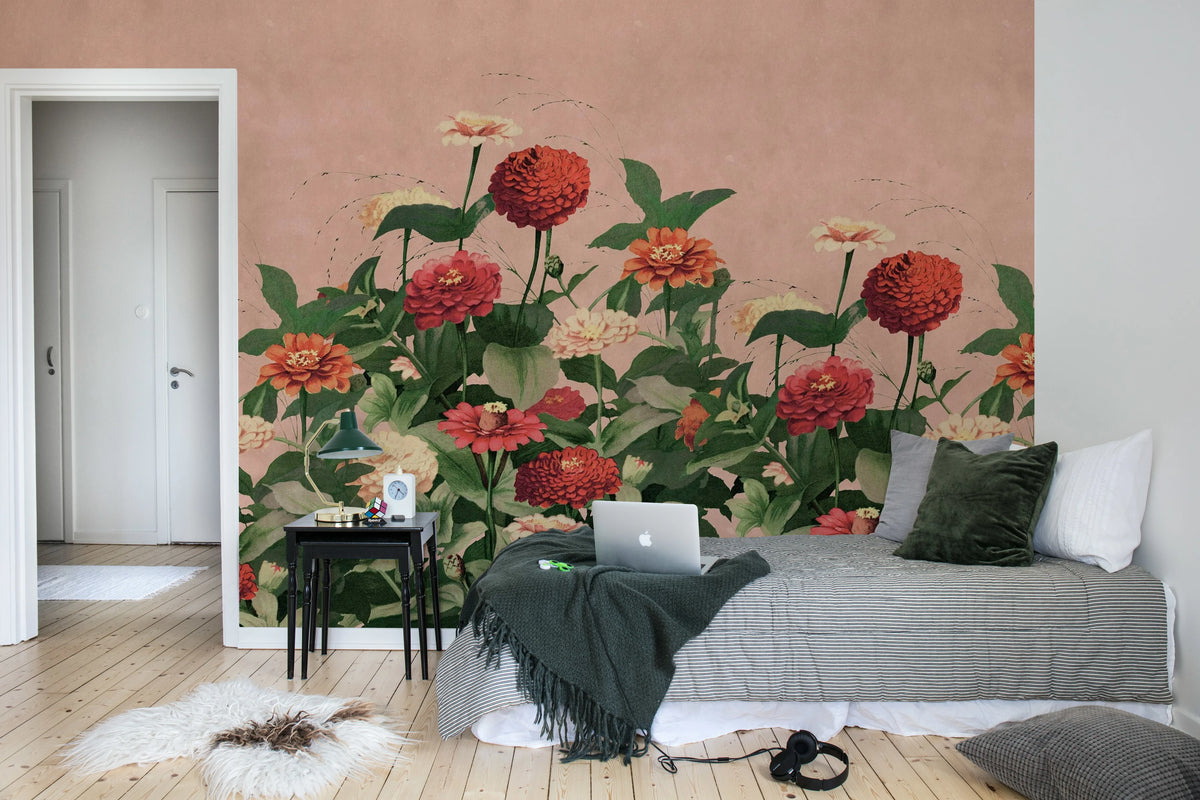 Vintage Meadow, Pink Mural Wallpaper - room preview 03