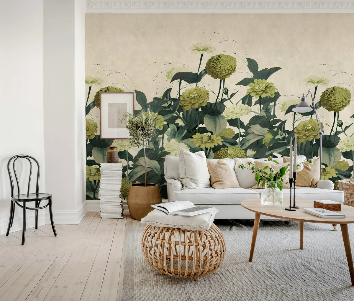 Vintage Meadow, Yellow Mural Wallpaper - room preview 03