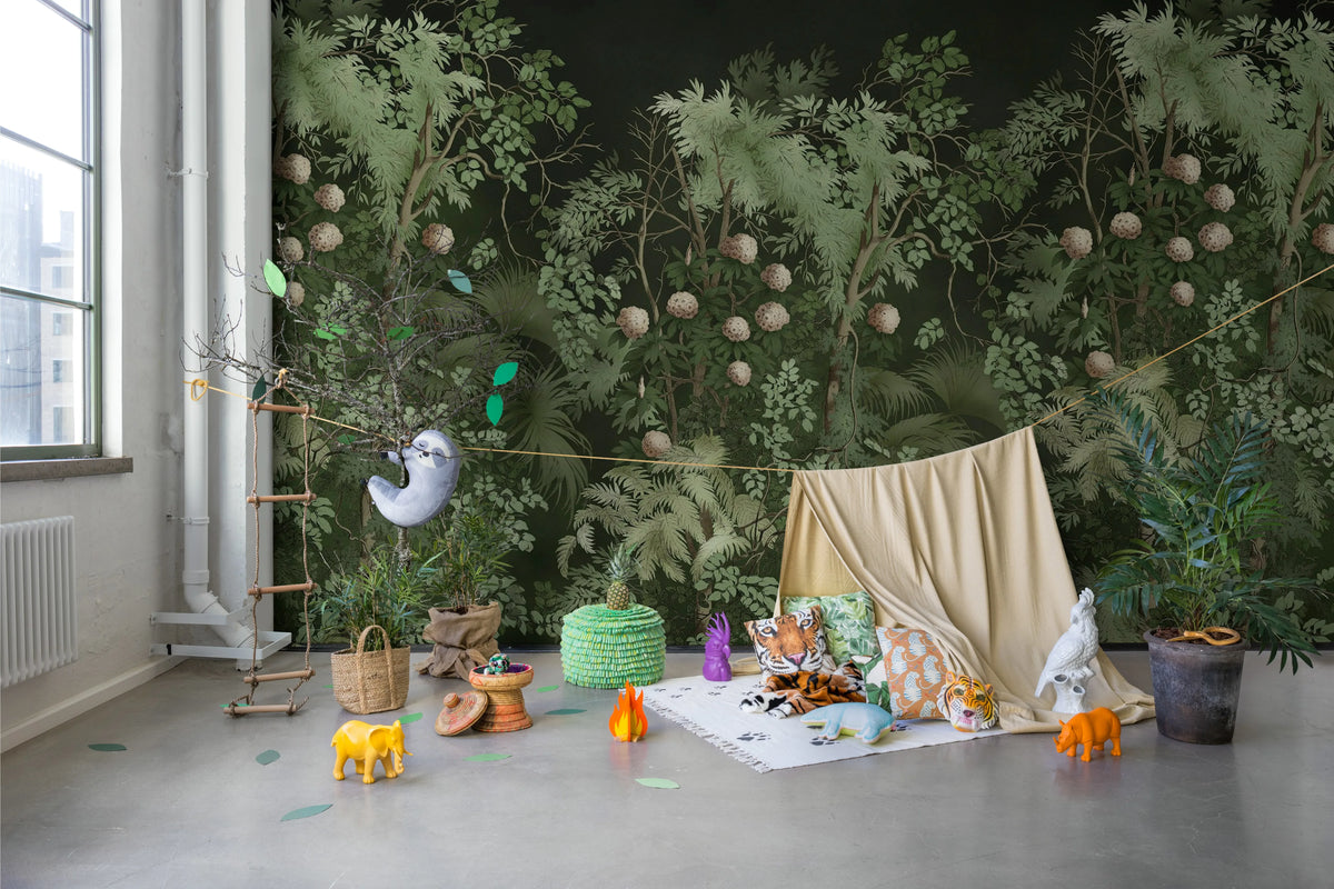 Tropical Bush, Dark Green Mural Wallpaper - room preview 03