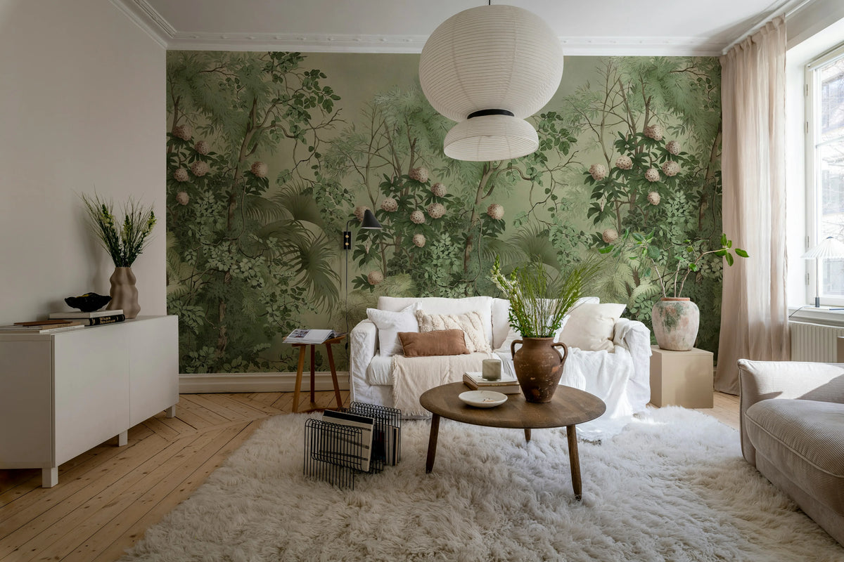 Tropical Bush, Green Mural Wallpaper - room preview 03