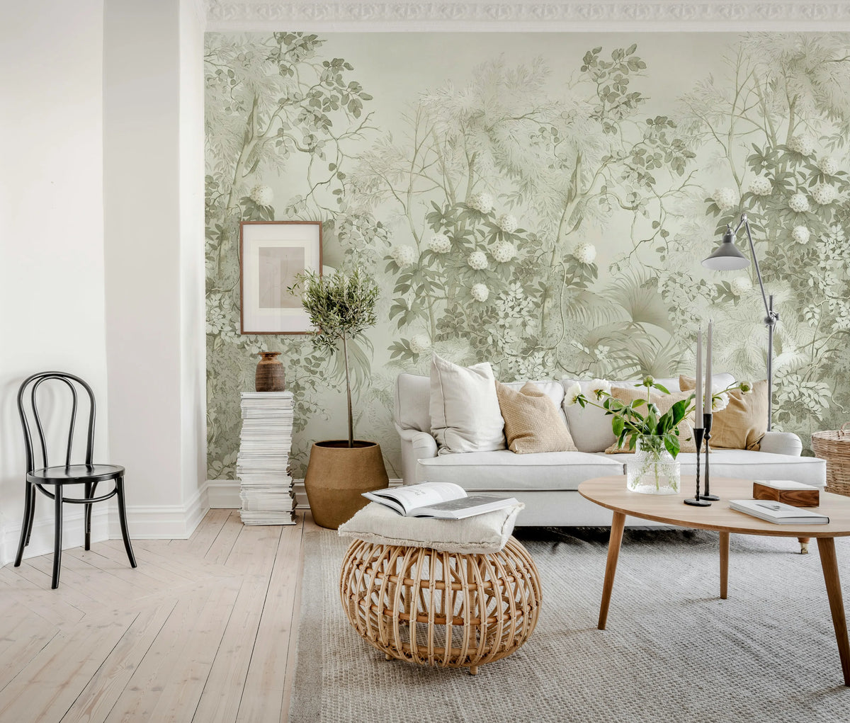 Tropical Bush, Beige Mural Wallpaper - room preview 03