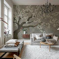 Calm Blossom, White Mural Wallpaper - room preview 03