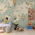 Playful World, Blue Mural Wallpaper - room preview 03