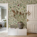 Verdant Bloom, Beige Mural Wallpaper - room preview 03