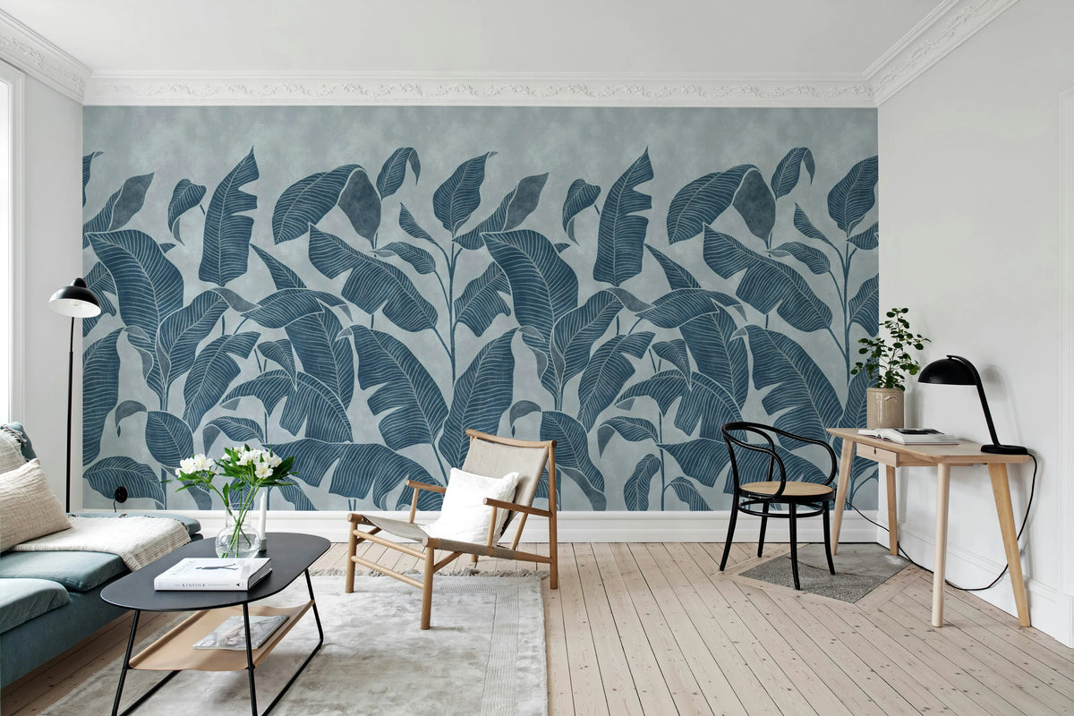 Tropical Breeze, Blue Mural Wallpaper - room preview 03
