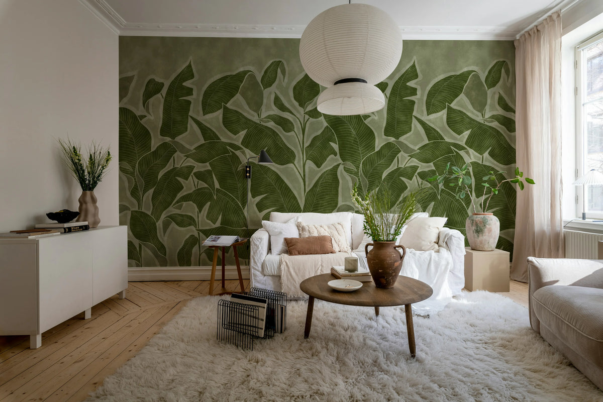 Tropical Breeze, Green Mural Wallpaper - room preview 03