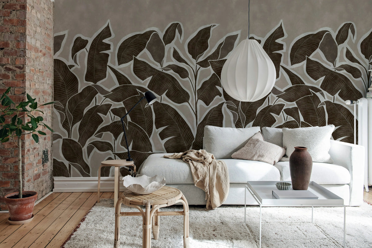 Tropical Breeze, Brown Mural Wallpaper - room preview 03