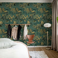 Golden Mirage, Teal Mural Wallpaper - room preview 03