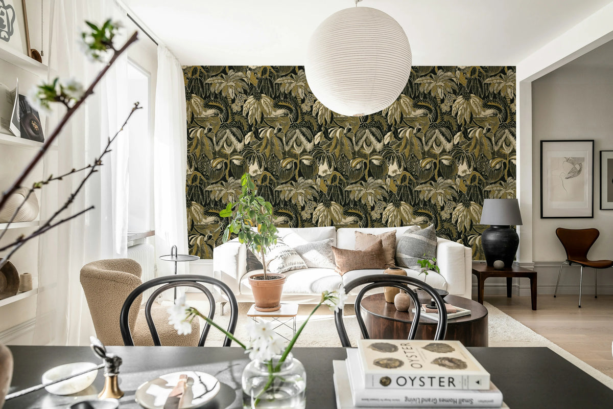 Golden Mirage, Black Mural Wallpaper - room preview 03