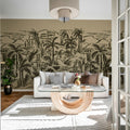 Palm Oasis, Black Mural Wallpaper - room preview 03