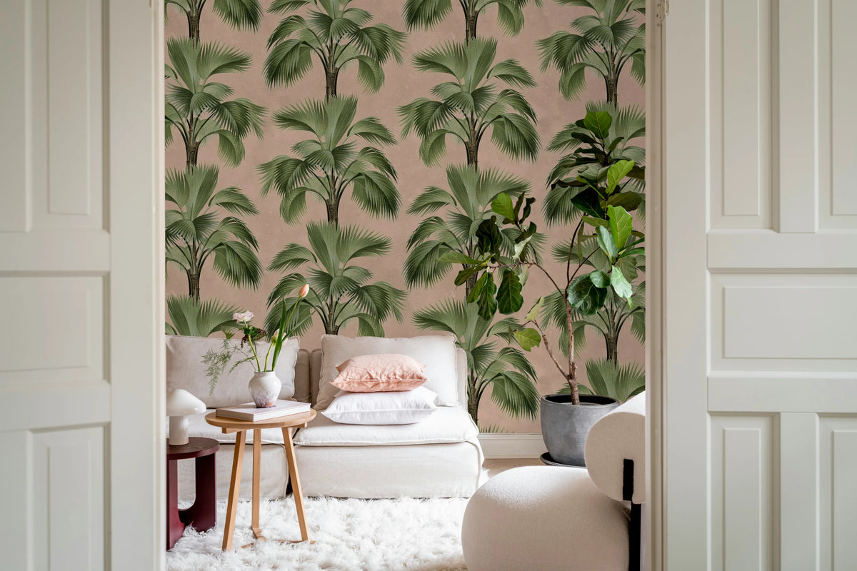 Tropical Rhythm, Pink Mural Wallpaper - room preview 03
