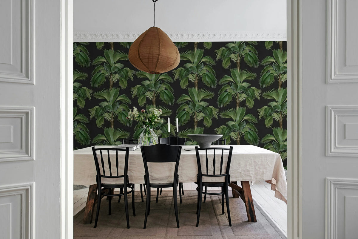 Tropical Rhythm, Black Mural Wallpaper - room preview 03