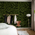 Bold Botanica, Dark Green Mural Wallpaper - room preview 03