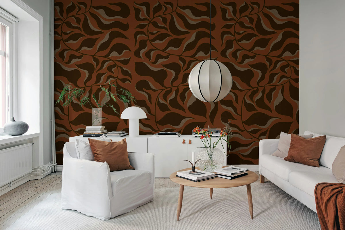 Bold Botanica, Rust Mural Wallpaper - room preview 03