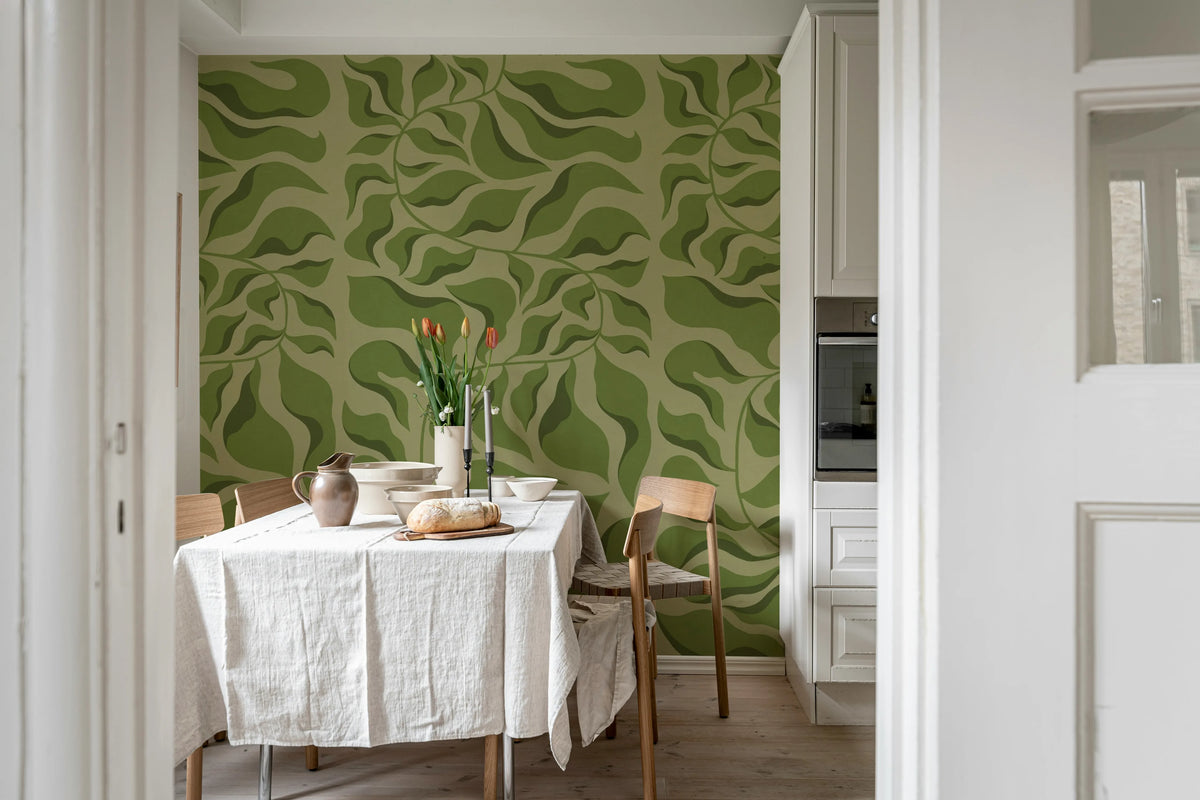 Bold Botanica, Light Green Mural Wallpaper - room preview 03