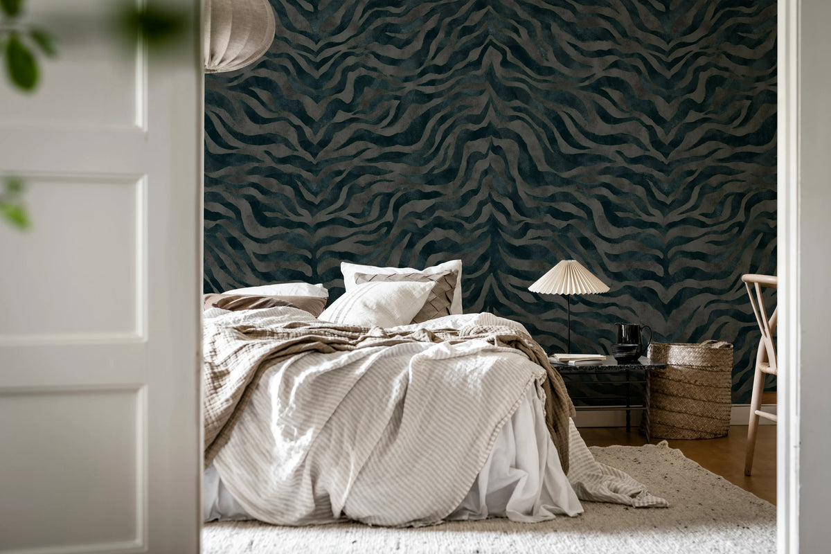 Animal Luxe, Blue Mural Wallpaper - room preview 03
