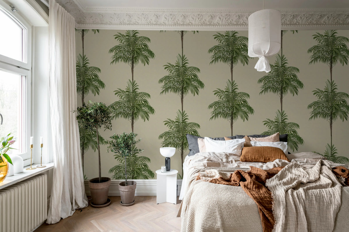 Palm Stripes, Vintage Mural Wallpaper - room preview 03