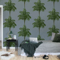 Palm Stripes, Green Mural Wallpaper - room preview 03
