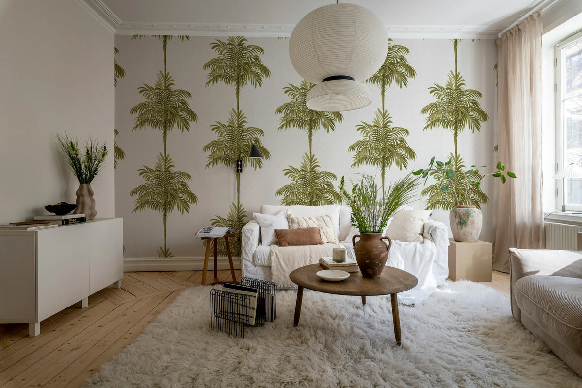 Palm Stripes, Gold Mural Wallpaper - room preview 03