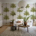 Palm Stripes, Gold Mural Wallpaper - room preview 03