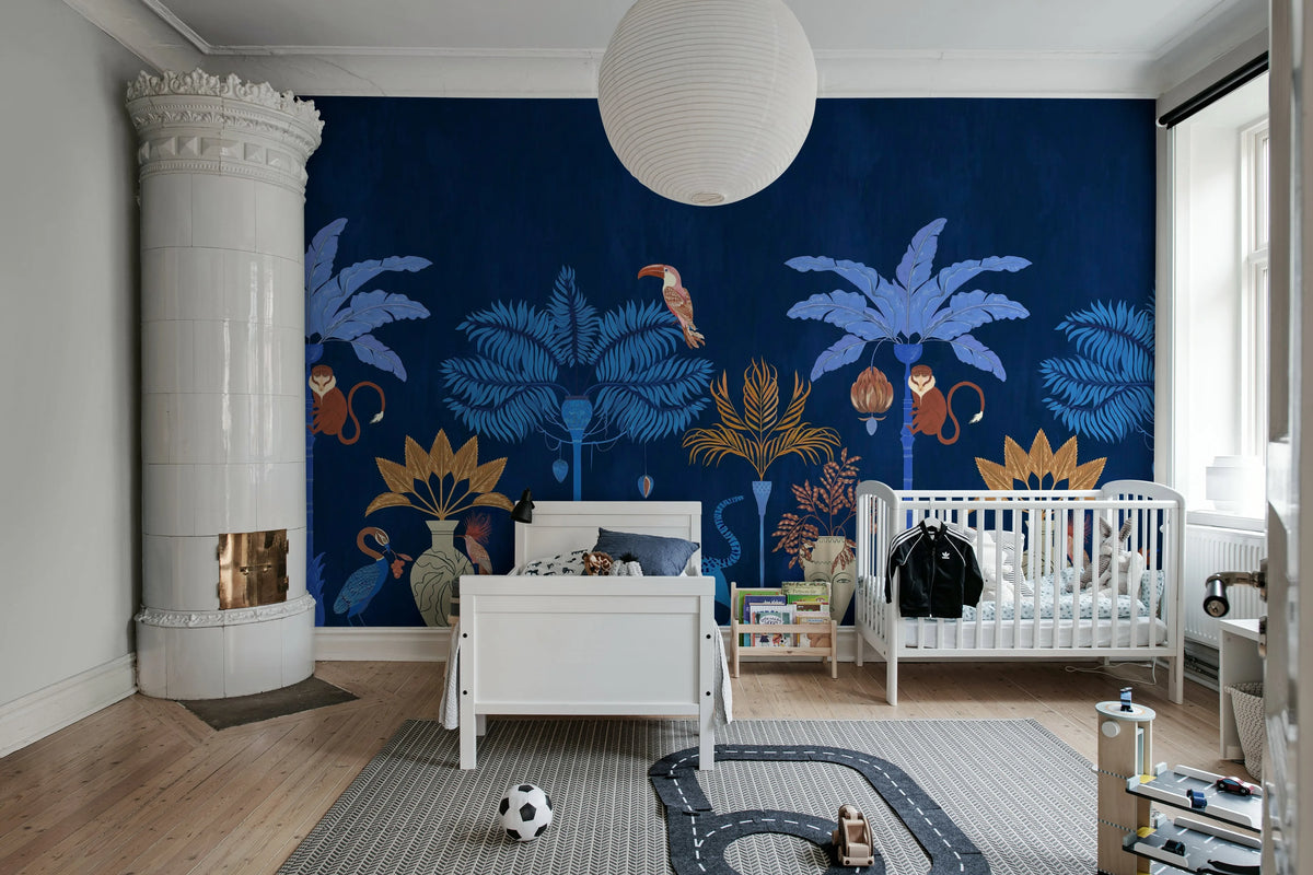 Savanna Chic, Dark Blue Mural Wallpaper - room preview 03