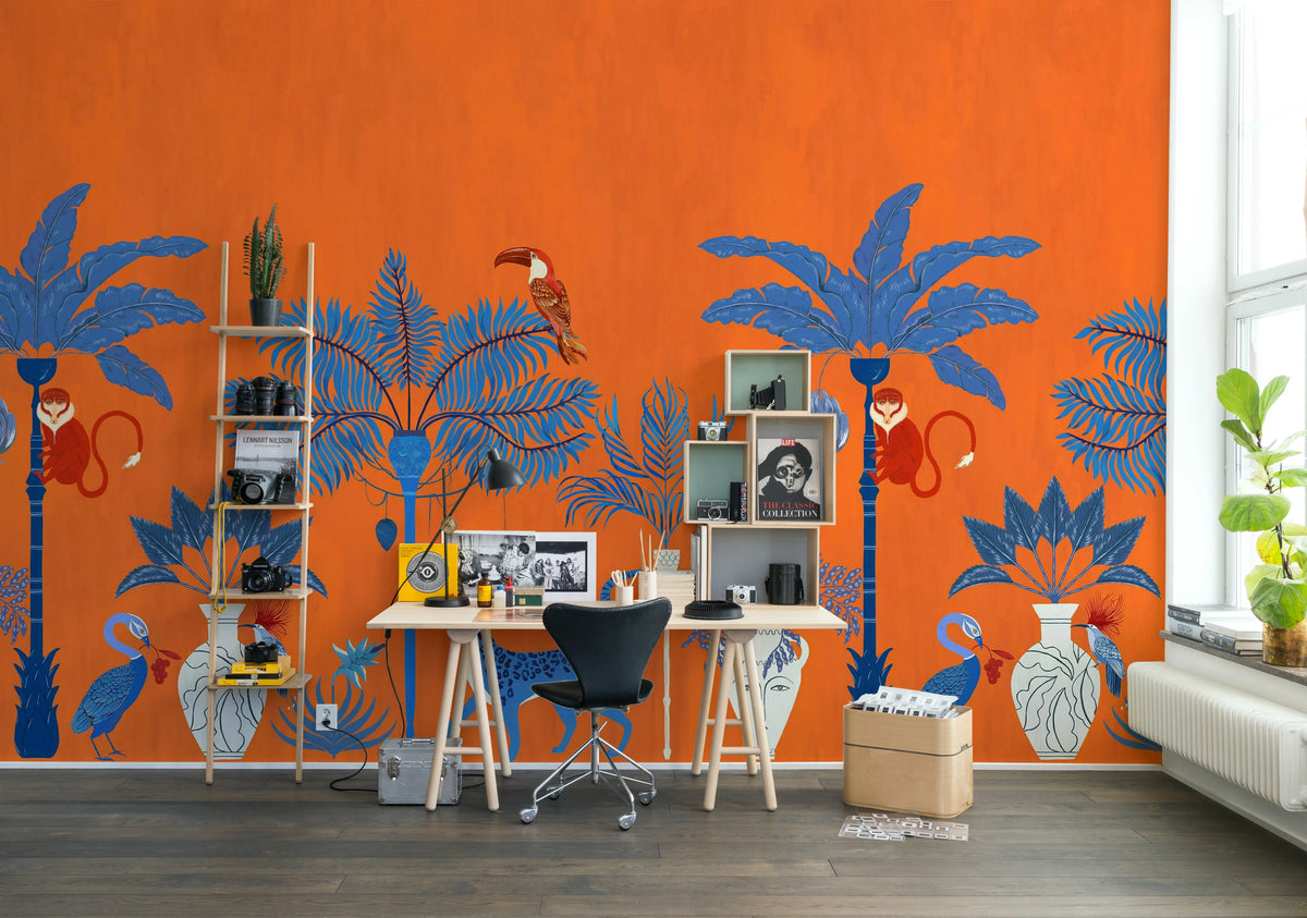 Savanna Chic, Orange Mural Wallpaper - room preview 03