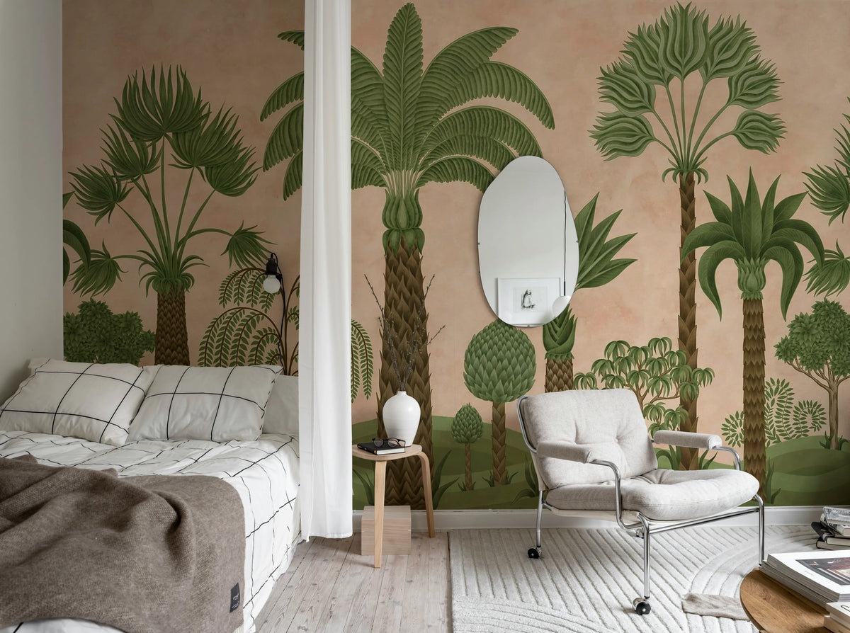 Botanical Bliss, Peach Mural Wallpaper - room preview 03