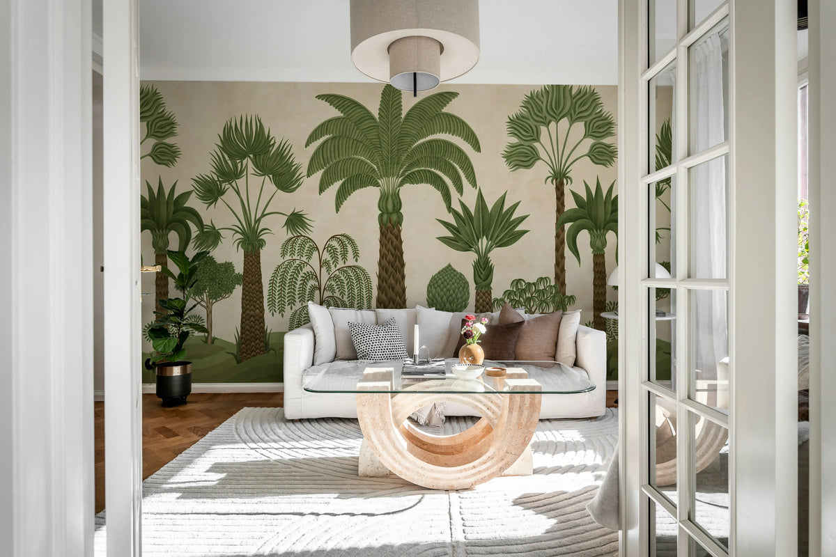 Botanical Bliss, Beige Mural Wallpaper - room preview 03
