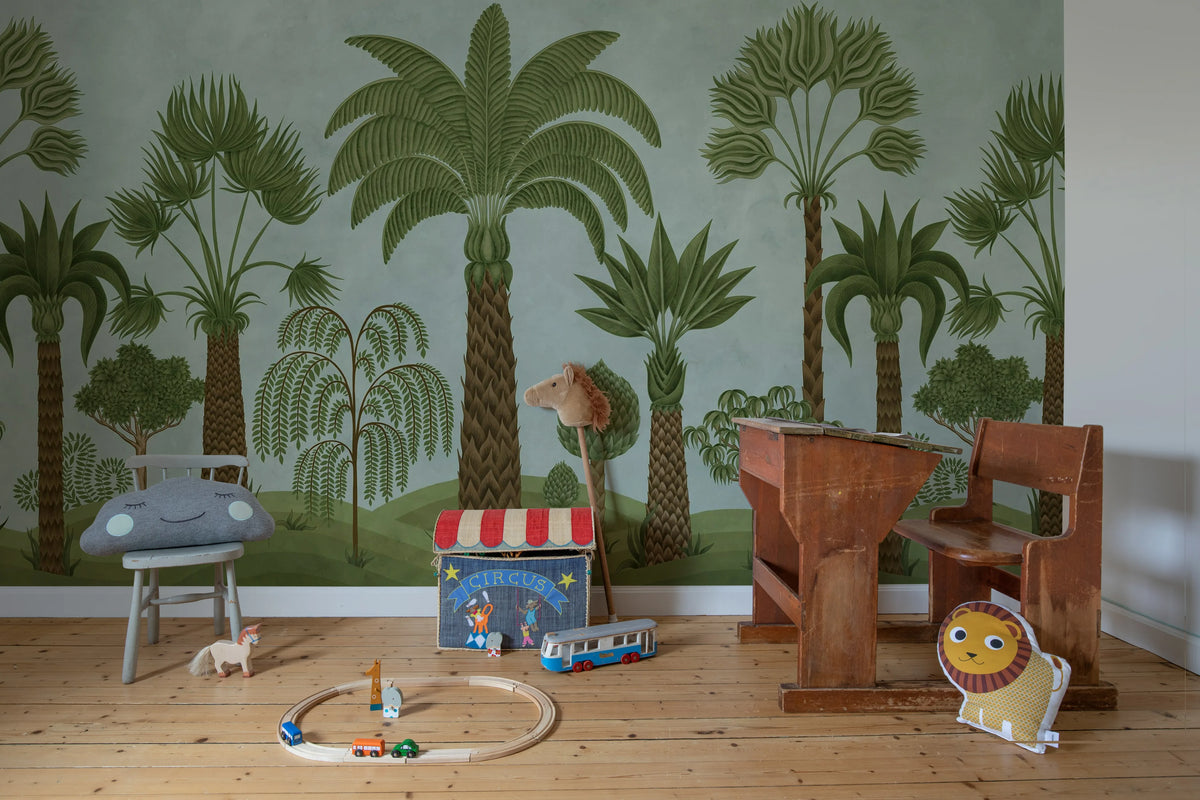 Botanical Bliss, Blue Mural Wallpaper - room preview 03