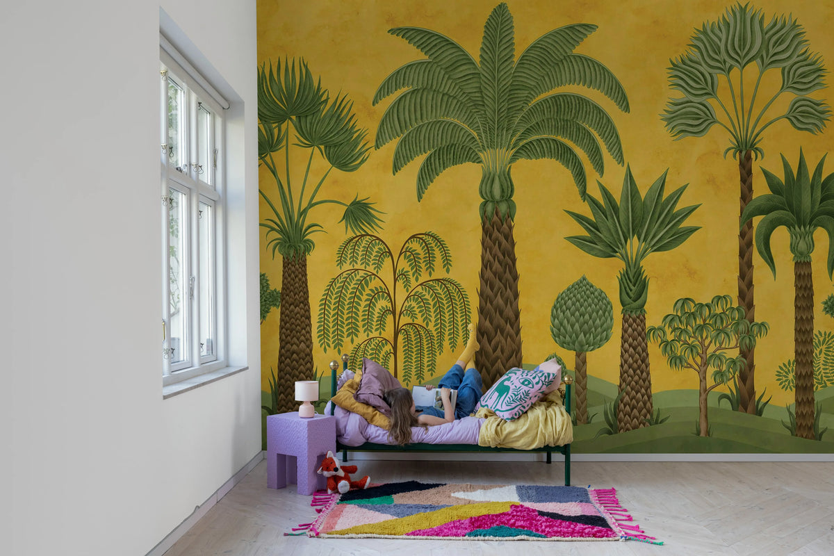 Botanical Bliss, Yellow Mural Wallpaper - room preview 03