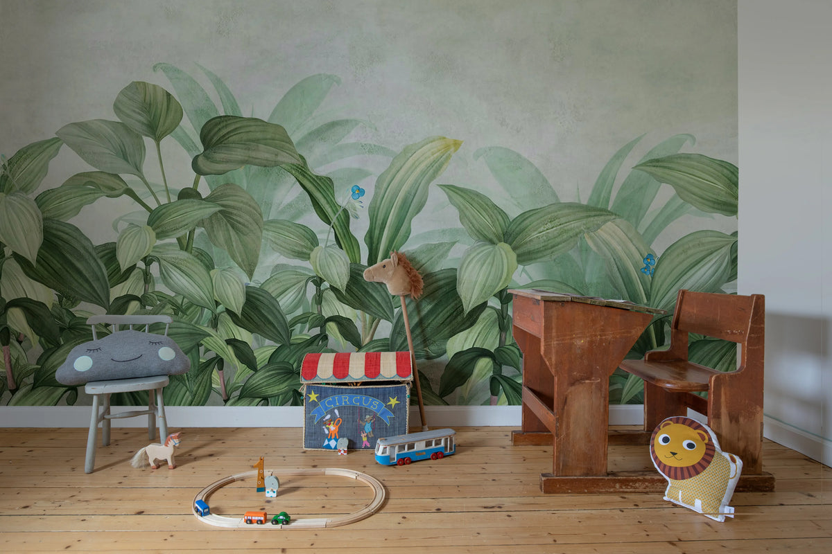 Hosta Bloom, Green Mural Wallpaper - room preview 03
