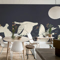 Swan Serenade, Midnight Blue Mural Wallpaper - room preview 03