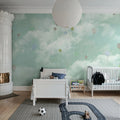 Balloon Clouds, Sky Blue Mural Wallpaper - room preview 03