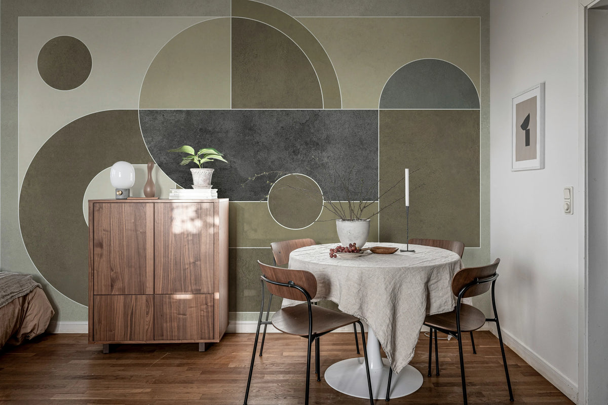 Abstract Geomtery, Greige Mural Wallpaper - room preview 03