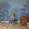 Protea Bloom, Soft Blue Mural Wallpaper - room preview 03