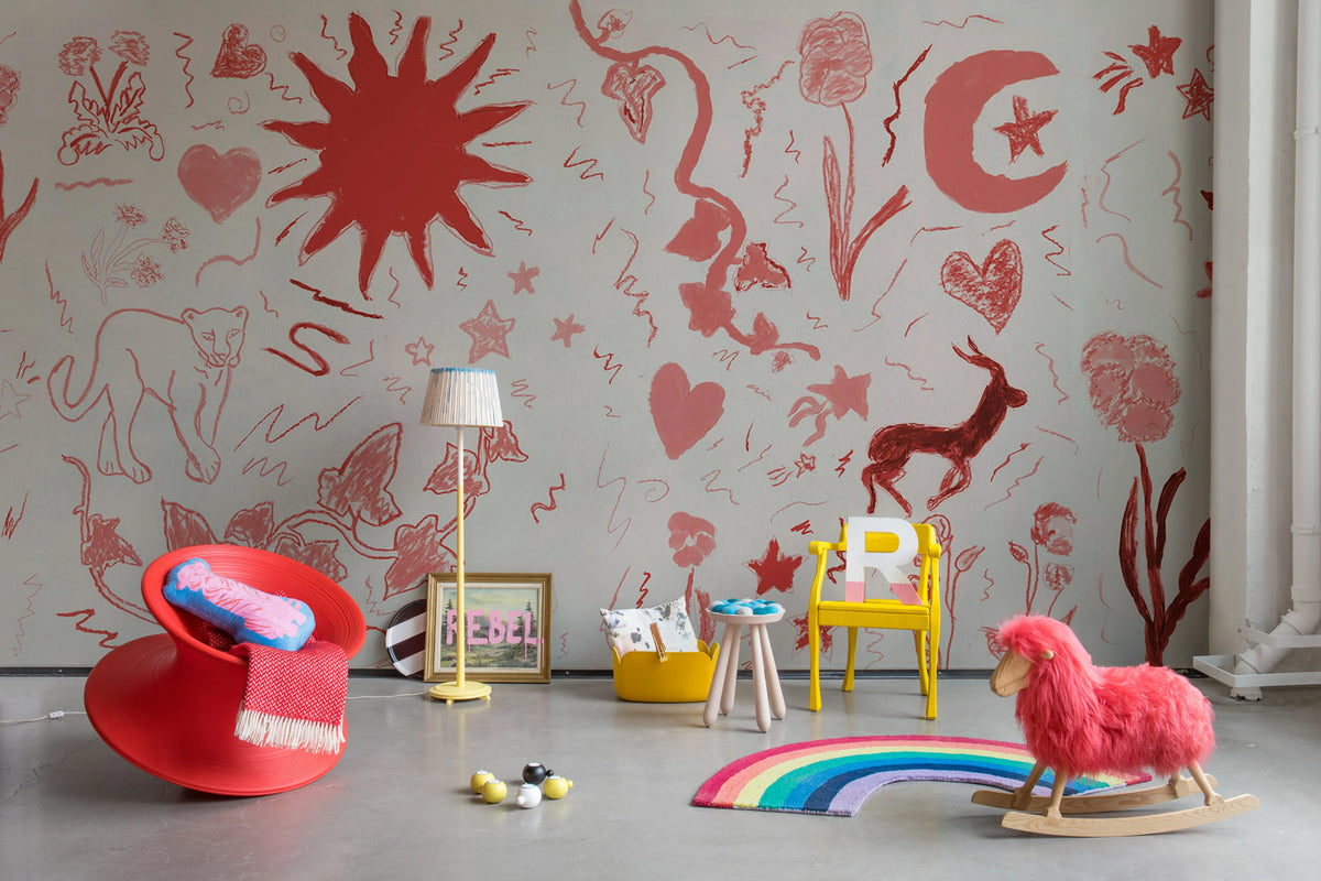 Chroma, Red Mural Wallpaper - room preview 03
