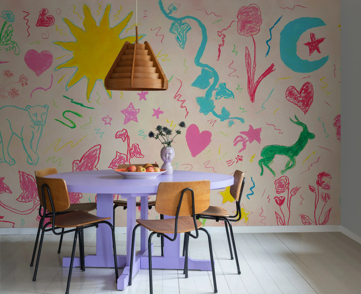 Chroma, Pink Mural Wallpaper - room preview 03
