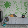 Chroma, Green Mural Wallpaper - room preview 03