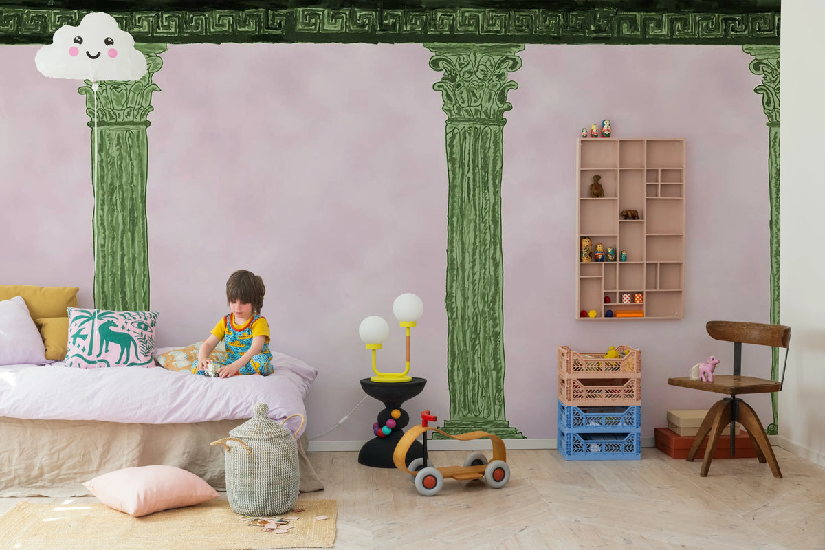 Aegis, Pink Mural Wallpaper - room preview 03