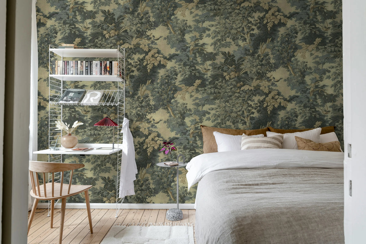 Woodland Birds, Blue Mural Wallpaper - room preview 03