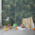 Birds in the Jungle, Blue Mural Wallpaper - room preview 03