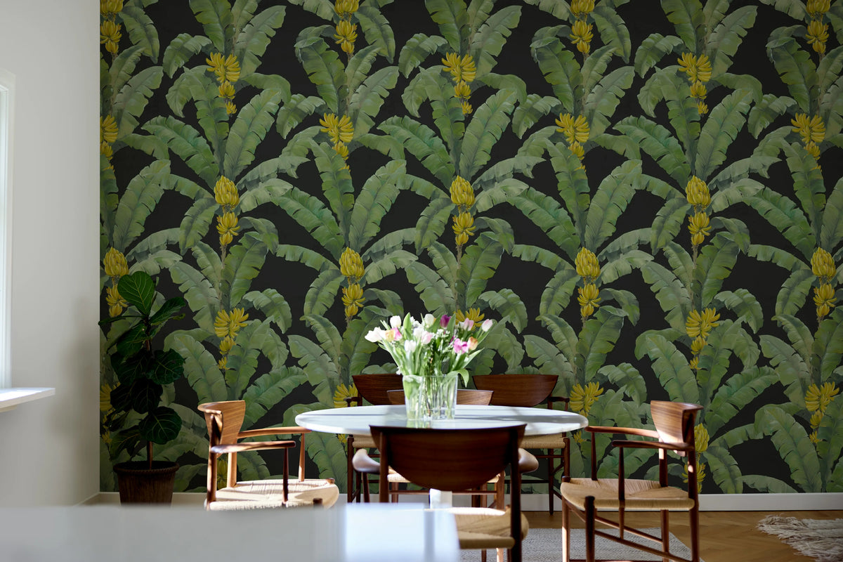 Banana Leaf, Black Mural Wallpaper - room preview 03
