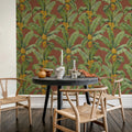 Banana Leaf, Burgundy Mural Wallpaper - room preview 03