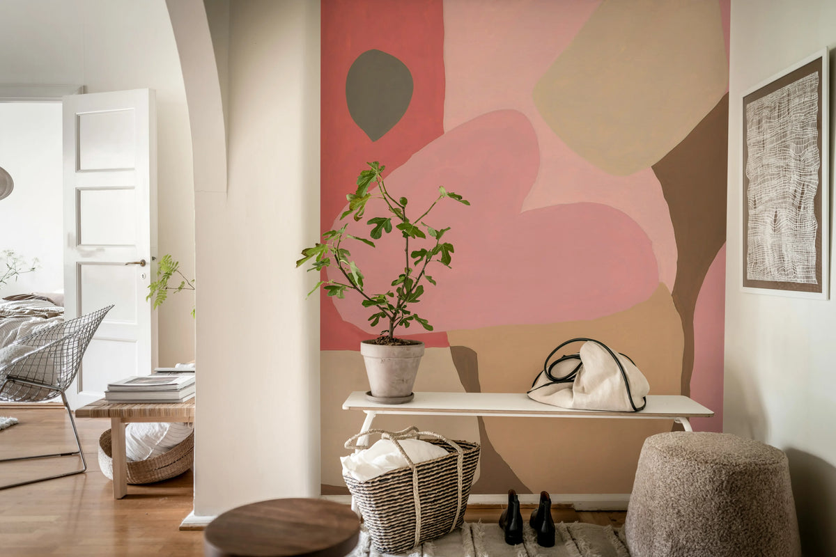 Shapes, Pink Mural Wallpaper - room preview 03