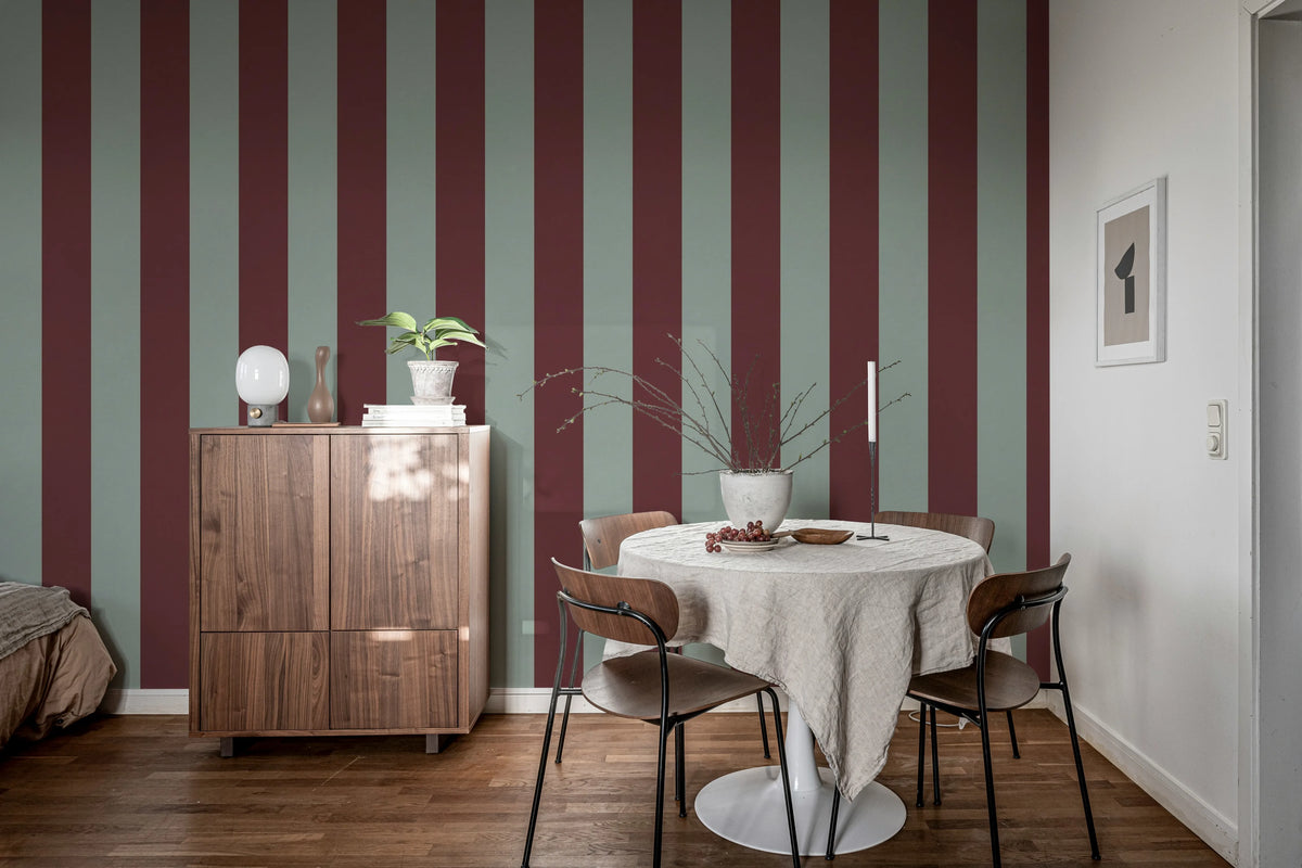 Bold Stripes, Blue Mural Wallpaper - room preview 03