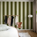 Bold Stripes, Green Mural Wallpaper - room preview 03