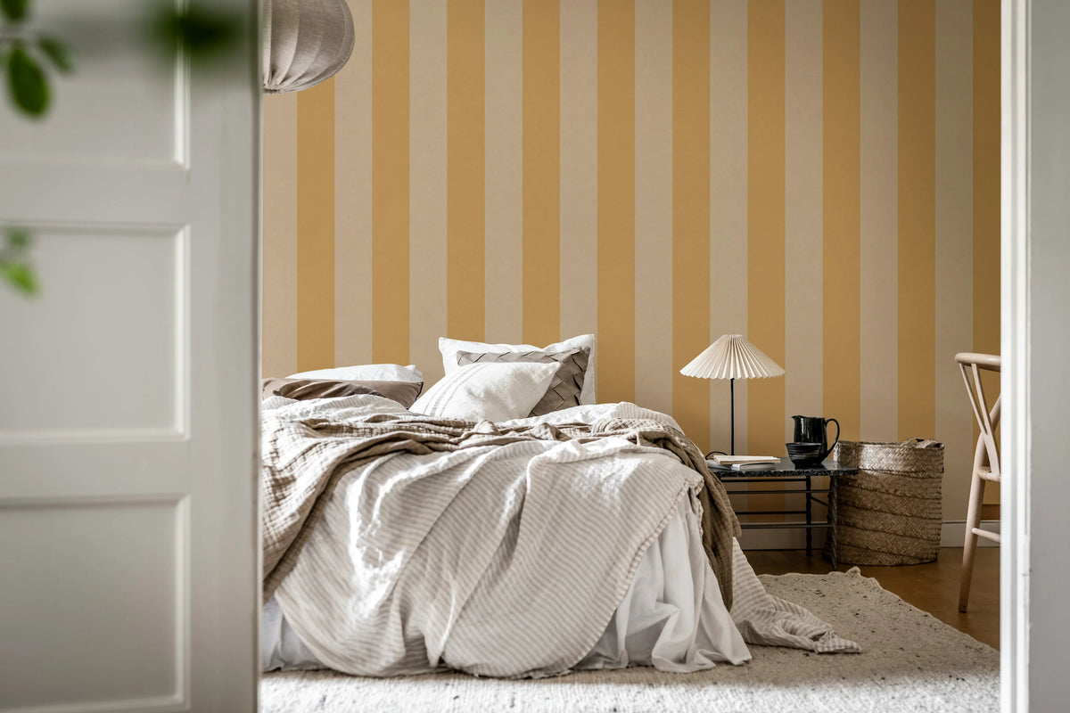Bold Stripes, Yellow Mural Wallpaper - room preview 03