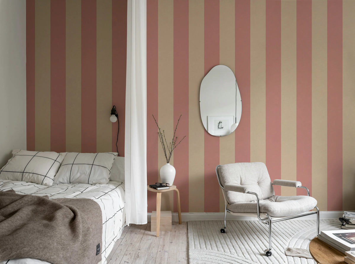 Bold Stripes, Pink Mural Wallpaper - room preview 03