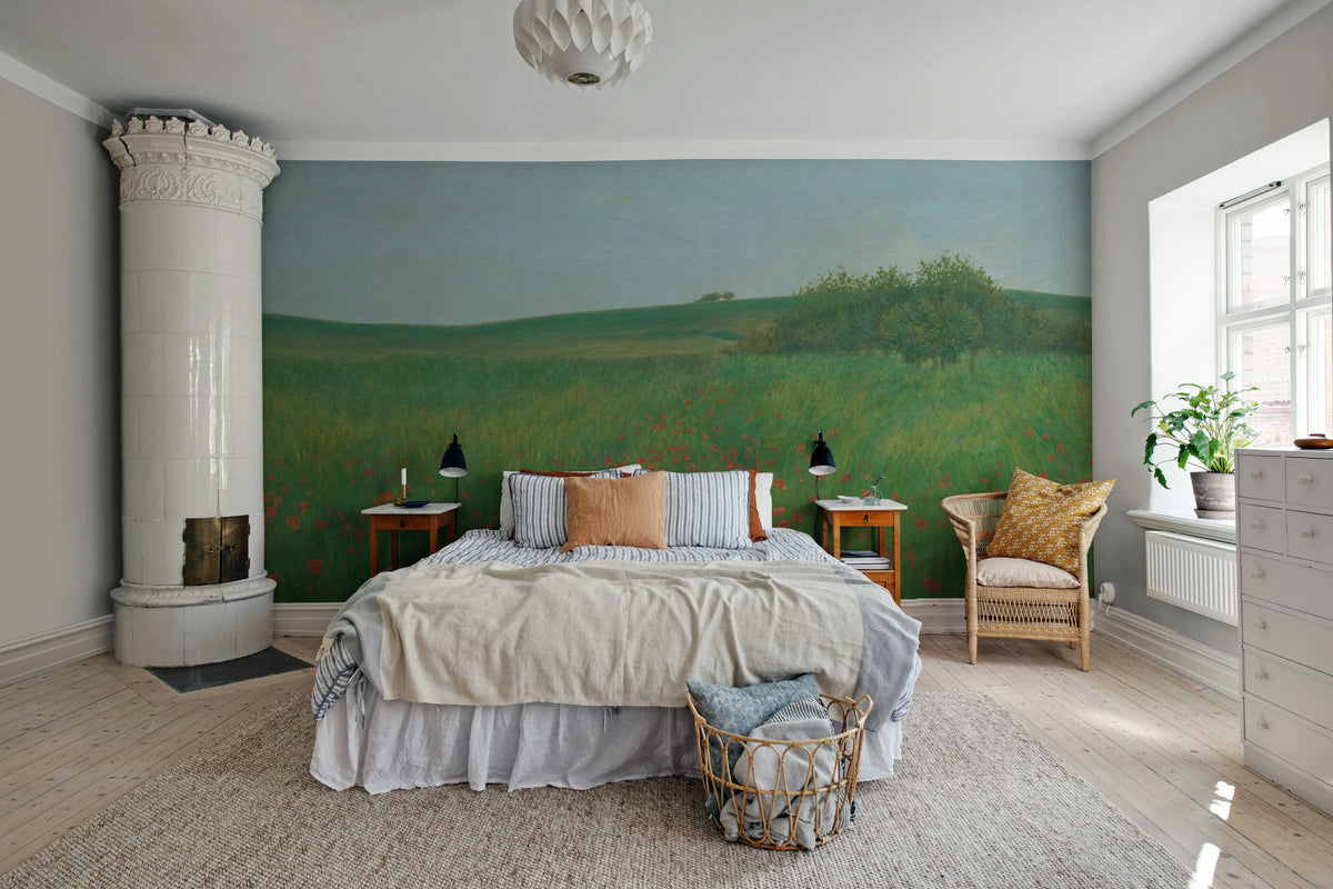 Poppy Landscape, Summer Mural Wallpaper - room preview 03