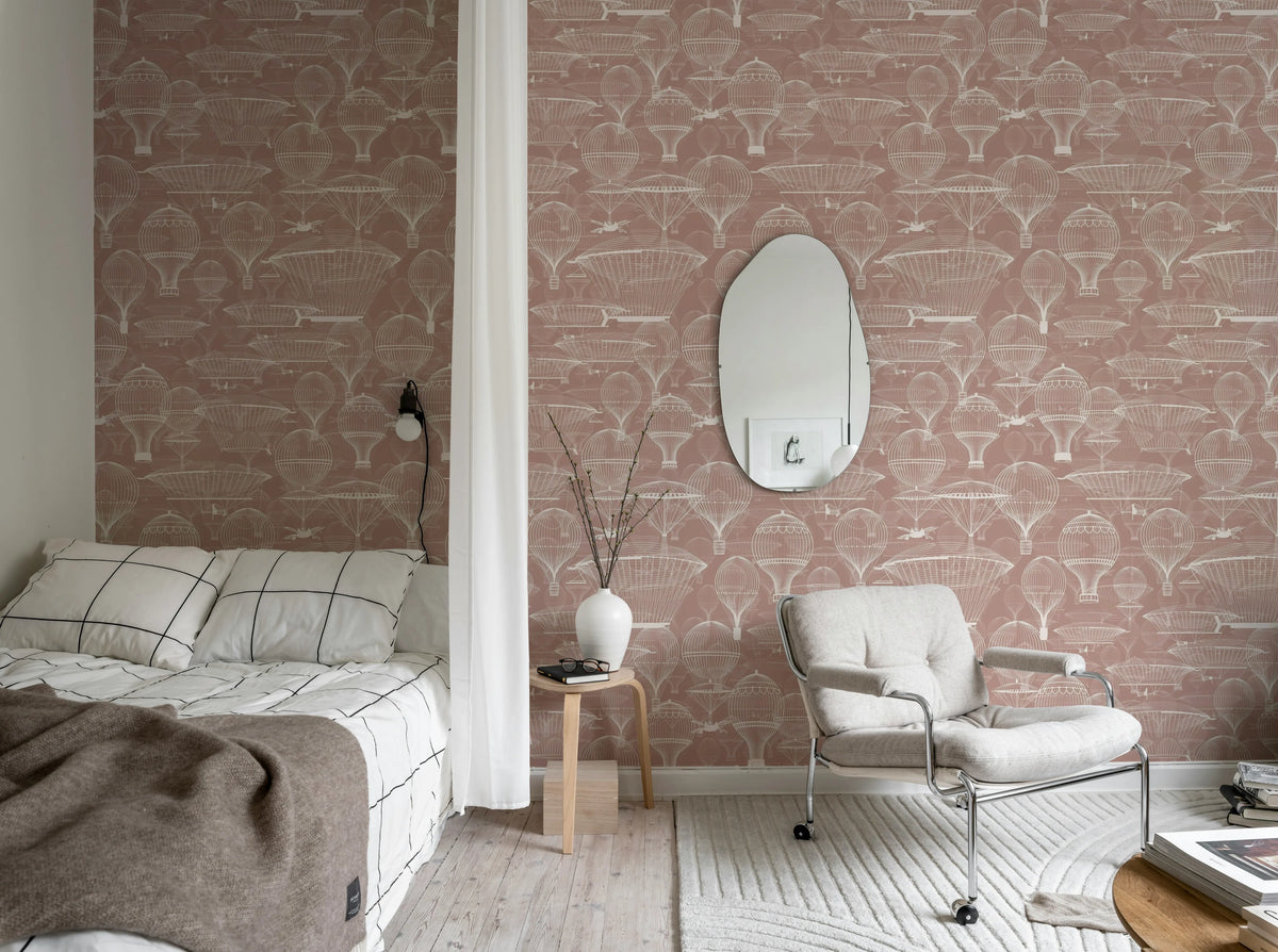 Bon Voyage, Pink Mural Wallpaper - room preview 03